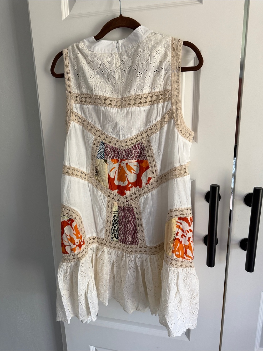 White Crochet Patchwork Boho Tank Dress large - Picture 6 of 6